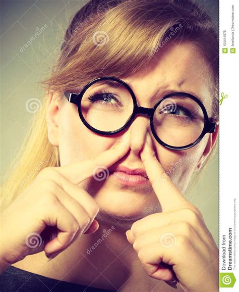 Girl Pinches Her Nose Because Of Stench Stink Stock Image Image Of