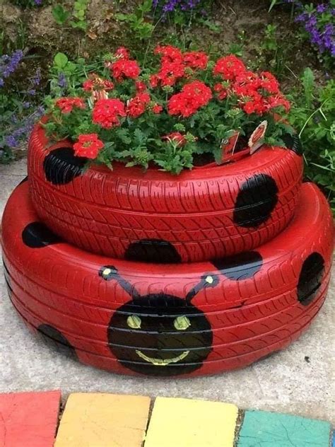 12 X Garden Tire Art Tyre Planters And Tire Planter Decorations