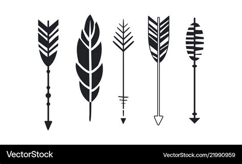 Set Of Hipster Arrows And Feather Graphic Vector Image