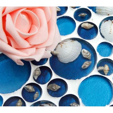 Blue Mosaic Tile Resin Glass Conch Tile Backsplash Pebble Patterns