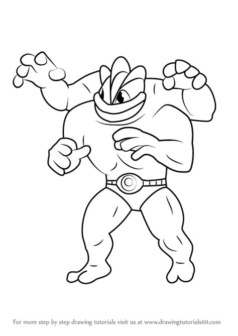 Step By Step How To Draw Machamp From Pokemon Go Drawingtutorials101