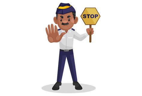 Best Premium Traffic Officer Showing Stop Sign Illustration Download In