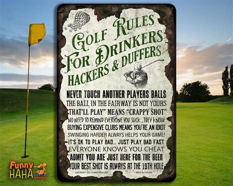 Funny Golf Sign Funny Golf Rules Man Cave Sign Etsy Norway