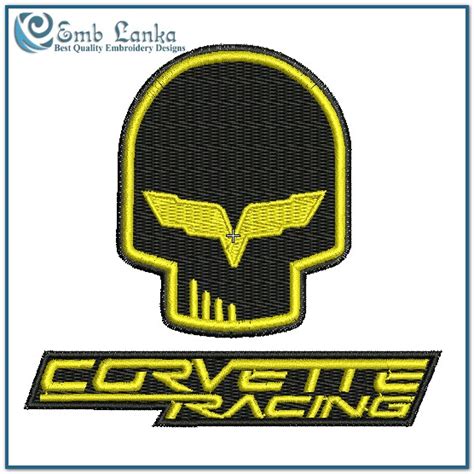 Corvette Racing Jake Skull Logo Embroidery Design Emblanka