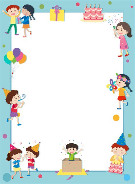 Border Template With Happy Kids At Party 369987 Vector Art At Vecteezy