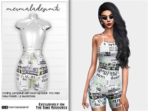 Cycling Jumpsuit With Lace Up Back By Mermaladesimtr From Tsr • Sims 4