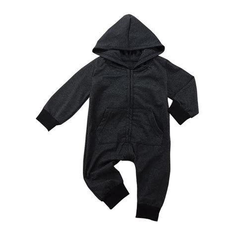 Autumn Soft Boys Long Sleeve Cute Hooded Baby Rompers Front Zipper