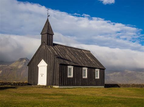 Búðakirkja Is A Little Black Wooden Church In The Hamlet Búðir In