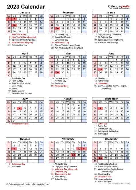 Monthly Calendar 2023 With Holidays Calendar 2023 With Federal Holidays