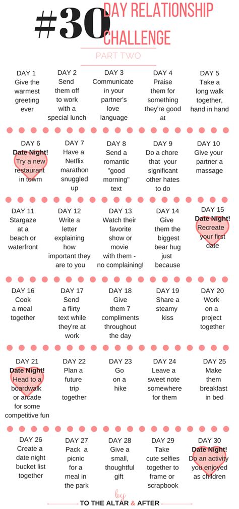 30 Day Relationship Challenge Part Two To The Altar And After 30