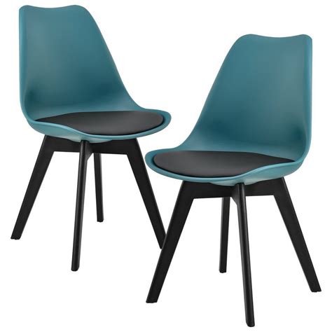 Esszimmer design ideen u2013 spannende schwarz weiß kontraste setzen. en.casa Stuhl 2x Design Stühle Esszimmer Türkis Kunststoff ...