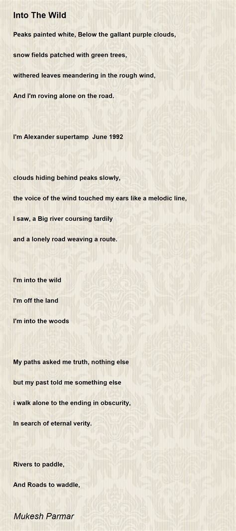 Into The Wild Into The Wild Poem By Mukesh Parmar