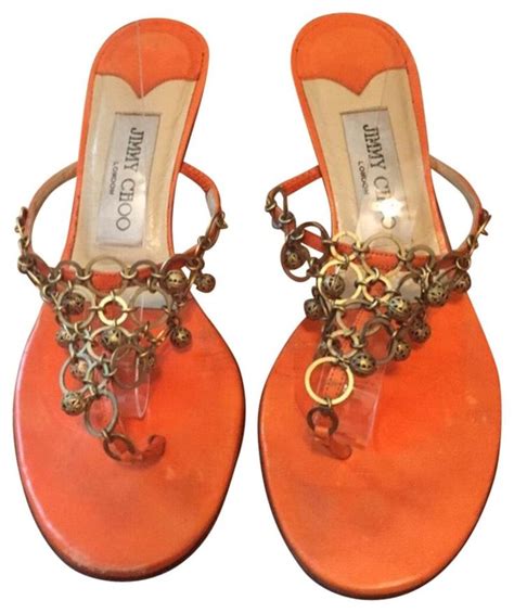 jimmy choo shoes kitten heel embellished sandals regular m b orange size eu 36 5 tradesy