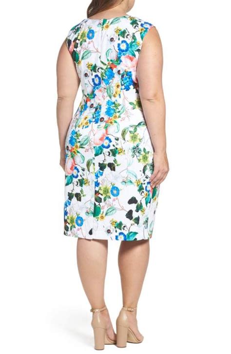 Adrianna Papell Side Pleat Floral Sheath Dress Plus Size Nordstrom