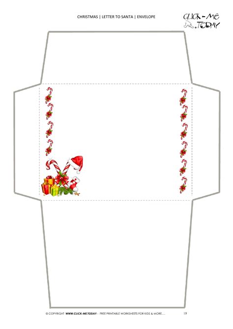 Christmas envelope with cute stamps. Printable envelope to Santa template candy canes border 19