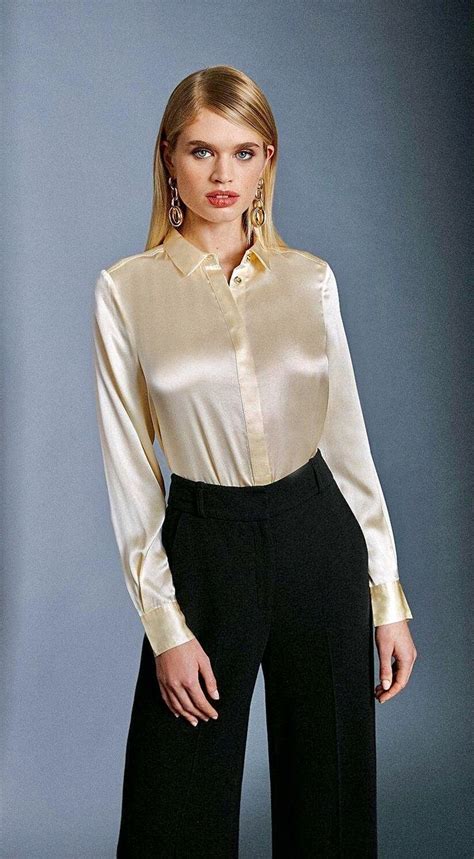 Pias Satin World In 2021 Satin Long Sleeve Professional Outfits Women Long Sleeve Shirts