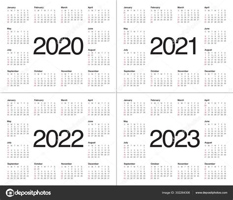 Calendars 2020 2021 2022 2023