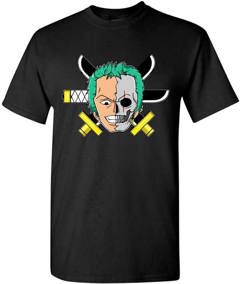 Suxin Mens Roronoa Zoro Skull One Piece Printing T Shirt Pattern