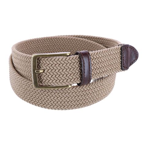 Dockers Mens Elastic Braided Stretch Belt With Leather Tabs