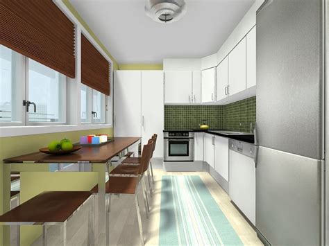 Roomsketcher lets you quickly and easily visualize your home design in 3d using snapshots. Hi res, 3D color floor plan for a galley style kitchen with view outdoors and decor from Pier 1 ...