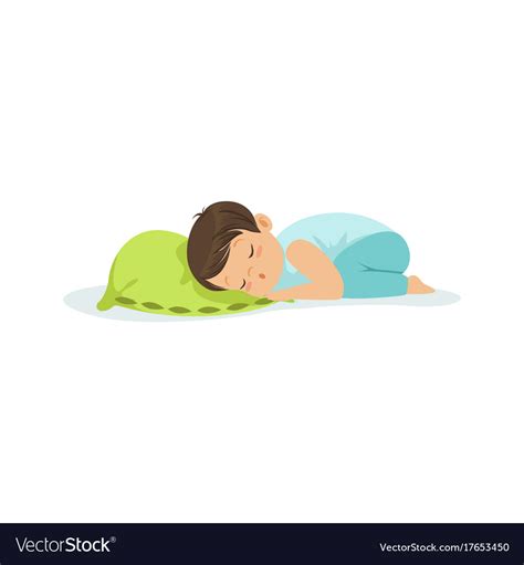 Cute Little Boy Sleeping On A Pillow Cartoon Vector Image