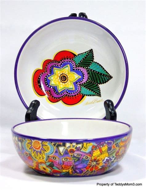 New Laurel Burch Carlotta Cat Garden Ceramic Bowl Dish Floral 5 Oz