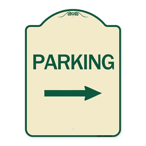 Signmission Designer Series Sign Parking With Right Arrow Tan