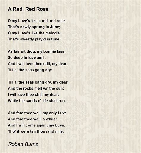 A Red Red Rose Poem By Robert Burns Poem Hunter