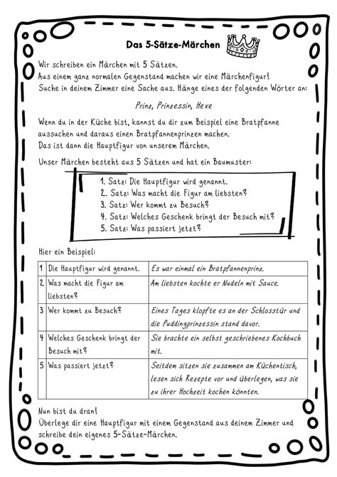 anleitung für ein 5 sätze märchen 5 satz märchen deutsch unterricht unterricht ideen märchen