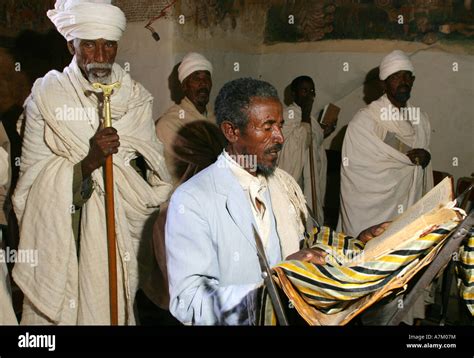 Ethiopia Orthodox Priests During Prayer In The Abrama Azba Monastery