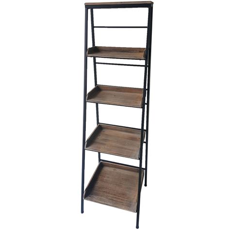 Product titleno assembly folding bookcase, 4 shelves, media cabin. WOOD METAL FOLDING SHELVES | At Home