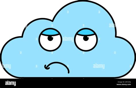 Bored Cloud Emoticon Outline Illustration Uninterested Tired Emoji