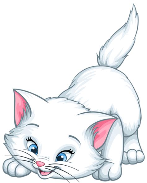 White Kitten Cartoon Png Clip Art Image Kitten Cartoon Kitten