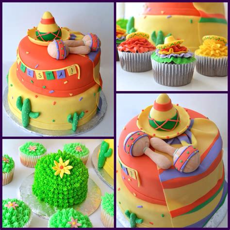 Fiesta Cake Cupcakes And Smash Cake With Cactus Sombreros Maracas