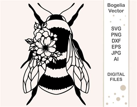 Bumblebee Svg Bee Cut File Bee With Flowers Svg For Shirts Etsy