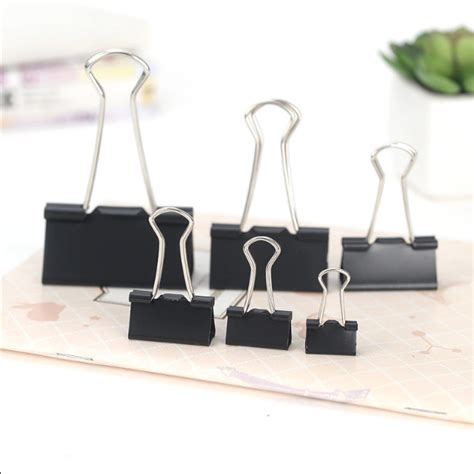 1pc Paper Clip Black Metal Binder Clips File Binder Clips Office School