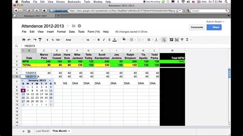 These documents are immensely useful for entities. Google Docs Attendance Spreadsheet - YouTube