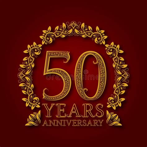 Fifty Years Anniversary Celebration Patterned Logotype 50th