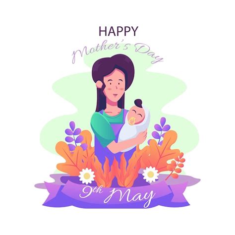 Premium Vector Mothers Day Flat Vector Illustration Design