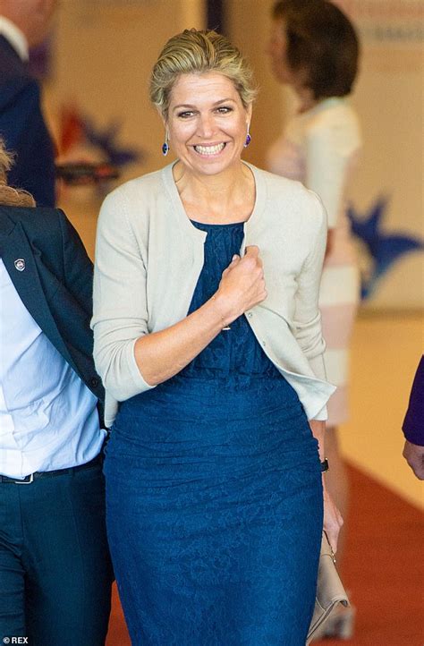 Beaming Queen Maxima Of The Netherlands Looks Anything But Blue In A Glamorous Navy Dress