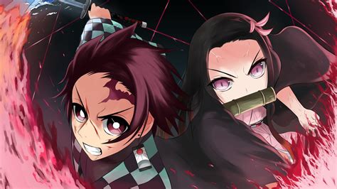 Maybe you would like to learn more about one of these? Demon Slayer Nezuko Kamado Tanjirou Kamado With Black Background And Red Lines 4K HD Anime ...