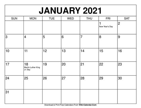 2021 Calendar Printable Free Calendar Printables Free Templates