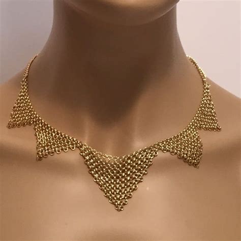 gold chain maille pyramid necklace pyramid necklace necklace gold chains