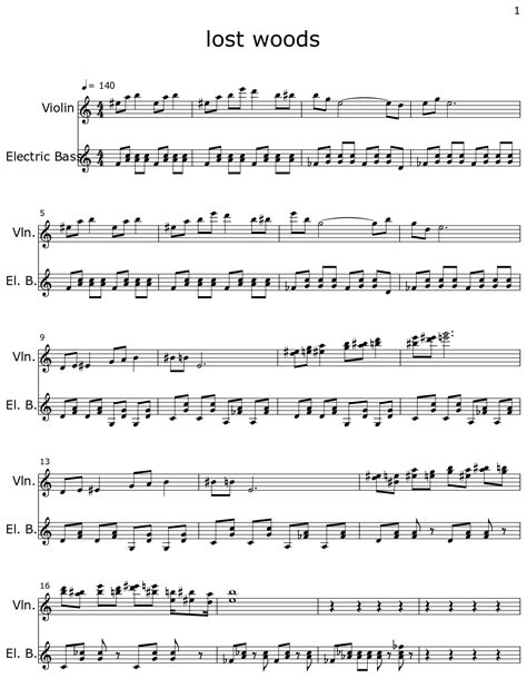 Lost Woods Sheet Music For Violin Electric Bass