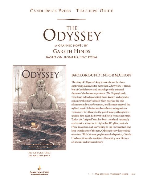 The Odyssey A Graphic Novel By Gareth Hinds Activity For 8th 12th