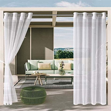 Dwcn Outdoor Curtains For Patio White Semi Voile Waterproof Sheer
