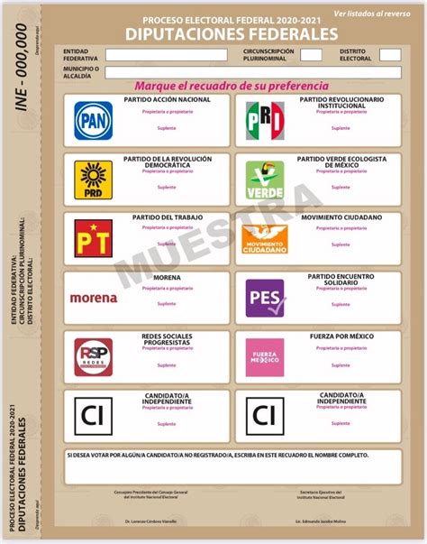 Formato Boleta Electoral Elecciones México 6 Junio Ine