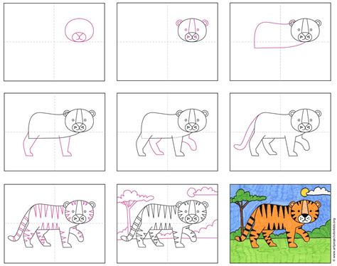 Animal Drawing Easy Tiger Ray Draw