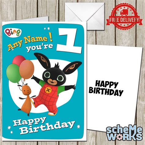 Bing Bunny Personalised Greeting Birthday Card Free Envelope