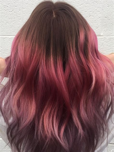 Dark Pink Hair Tips Google Search Hair Color Pink Pink Hair Dye Balayage Hair